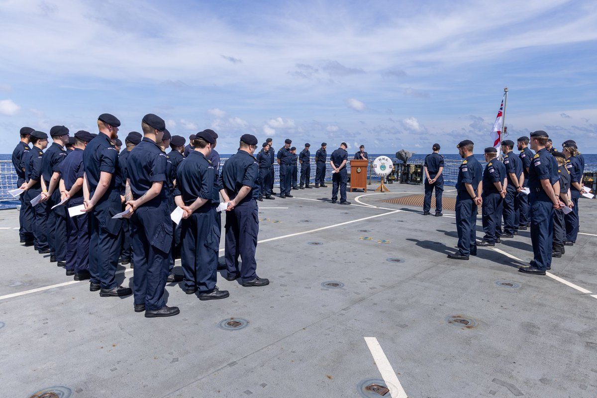1100hrs at Sea, Ship's Company conducted a Remembrance Service to reflect and honour all those who have gone before us. 'They shall grow not old, as we that are left grow old: Age shall not weary them, nor the years condemn. We will remember them'. ⚓️🇬🇧