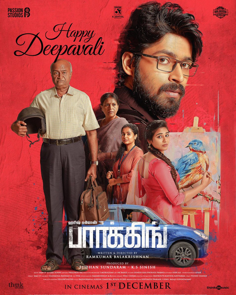 AtharshSravan's tweet photo. #PARKING  in theatres from december 1 2023🔥 

Team wishes you a happy diwali 🎇💥

Stars 🌟 #HarishKalyan - #Indhuja Ravichandran - MS Bhaskar

Music : 🎵 #SamCS

Direction 📽️ Ramkumar Balakrishnan https://t.co/A9qgI3ZkVN