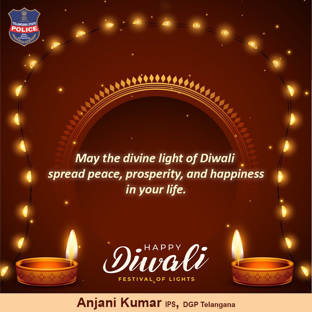 On this auspicious occasion of Diwali, may your home be filled with laughter, your heart with love, and your life with prosperity. #HappyDiwali #Diwali #CyberabadPolice