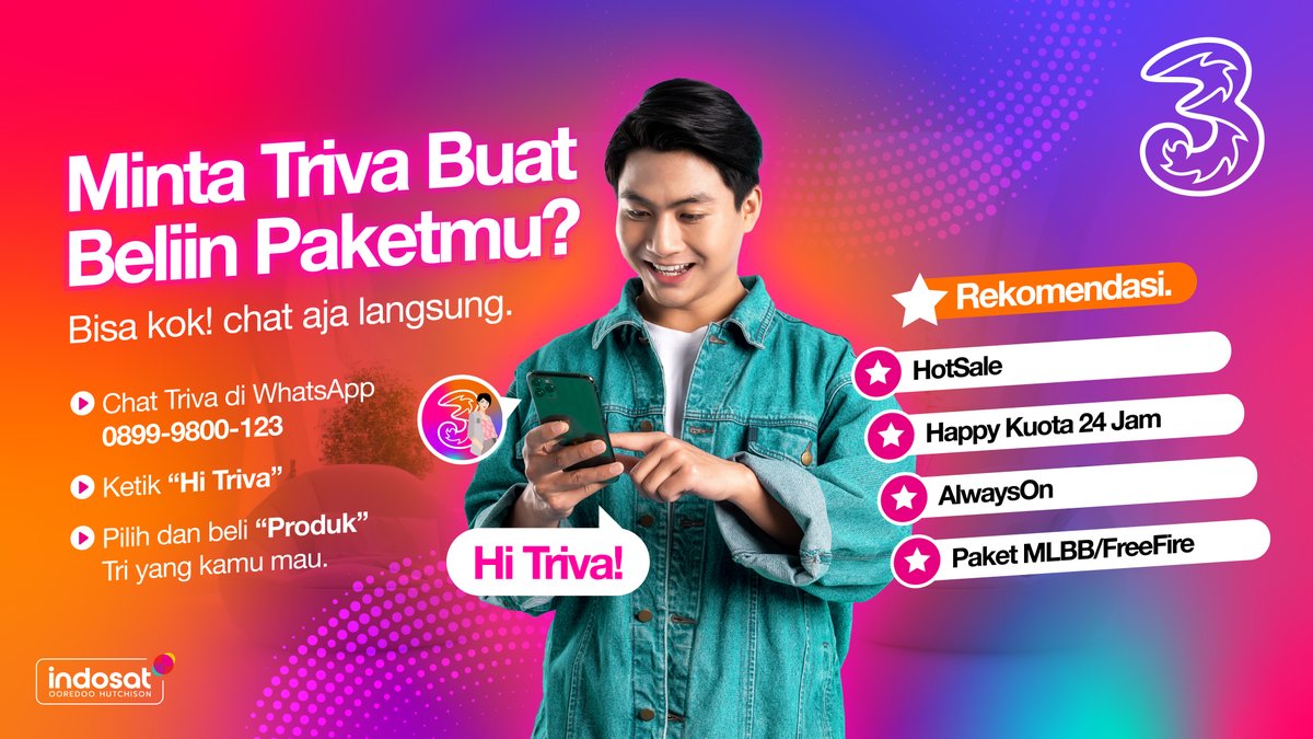 Apa perlu pinjam seratus biar di notice kamu terus ?  
Ngga perlu kok kalau sama Triva, karna Triva ada setiap saat gaes 😉

#3CareSelaluAda
#3CareForYou #3CareIndonesia