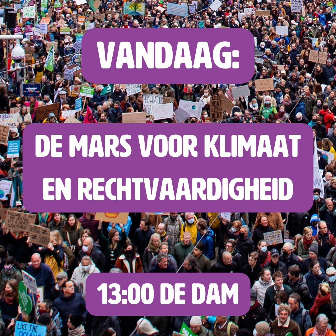 📢Vandaag is de dag📢

Over een paar uur gaan we massaal de straat op. De crisis is nu! Dit is hét moment dat we samen Nederland groener en rechtvaardiger gaan maken. Neem je protestbord mee, kleed je warm aan en maak je klaar voor een onvergetelijke dag🔥

#klimaatmars