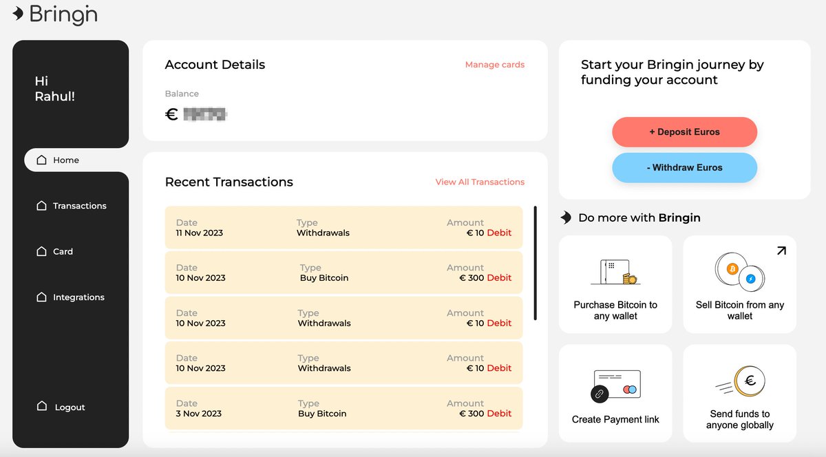 🚨 Bringin has undergone a massive redesign 🚨 Bringin users can now: 1.  Purchase Bitcoin to any wallet 2. Sell Bitcoin from any wallet 3. Obtain a  record of previous transactions All