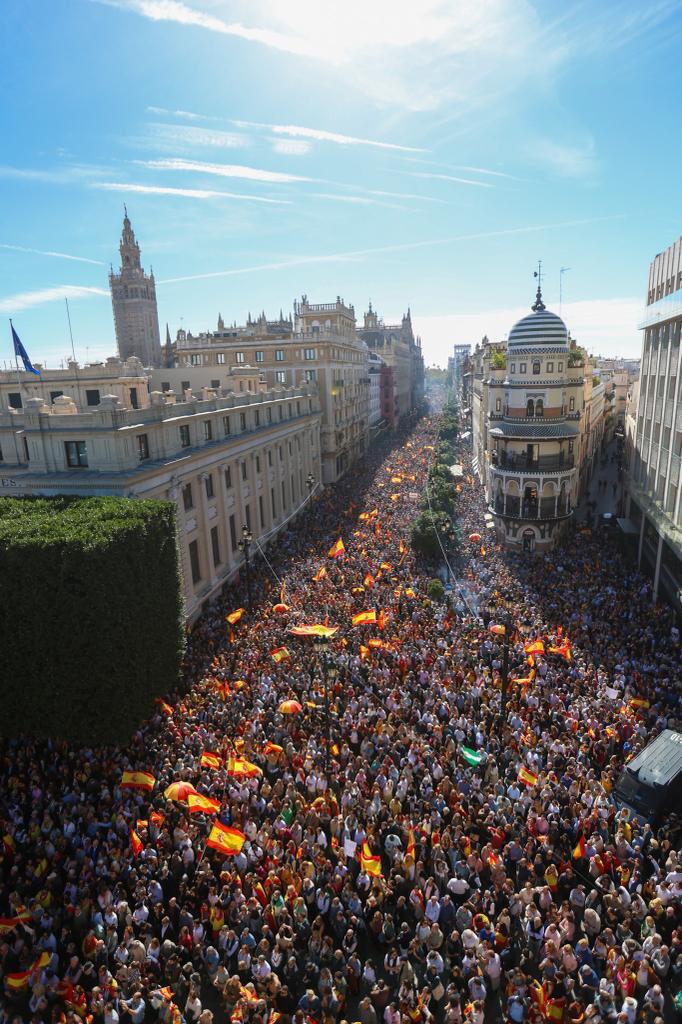 Esto es Sevilla.

Más de 200.000 andaluces se han echado a la calle para decir, con serenidad y civismo, NO a la amnistía.

Daremos la batalla responsable por la igualdad entre españoles.

#EspañaNoSeRinde