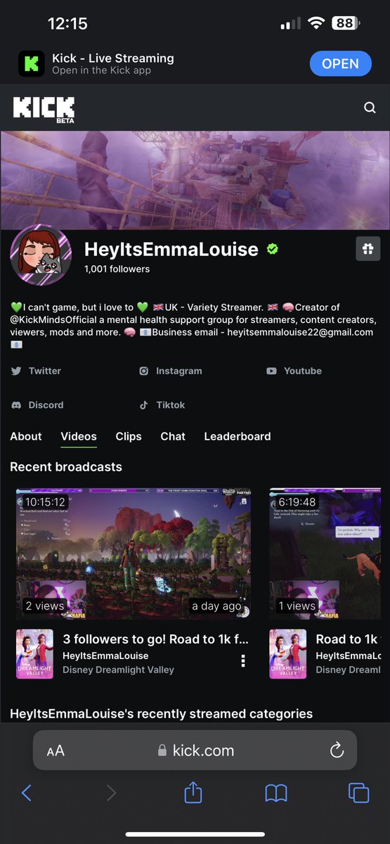 heyitsemmalouis's tweet photo. We freaking did it! 💚 1k followers in under one year! 💚

1 year streamer anniversary on the 9th December. I’m hoping to try do a 24 hours stream to celebrate 💚

I am launching @KickMinds a streamer mental health group for anything needing support! 

Thank you @Svntvmvriv for sharing my 30 days of gratitude video and getting me across that 1k mark! 💚 

#kick #pickkick #kickverfied #kickroadtopartner