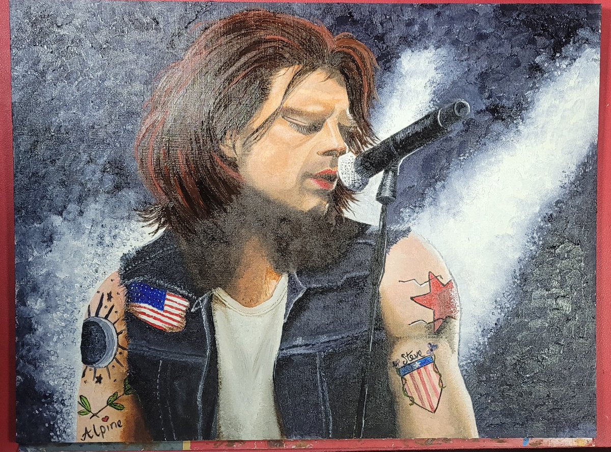 ArtworkDeb's tweet photo. Newish painting. Rockstar Bucky https://t.co/6FPPtlV7HD