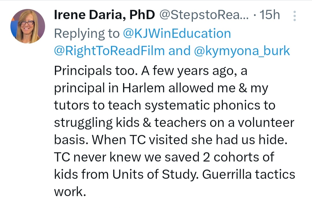 Educators shouldn't have to sneak and hide to help kids read.  This American tradition, of teachers needing to smuggle the code to students, stretches back to slavery. 

Thank you for your courage, be safe, and find community members that will have your back.

#Grateful