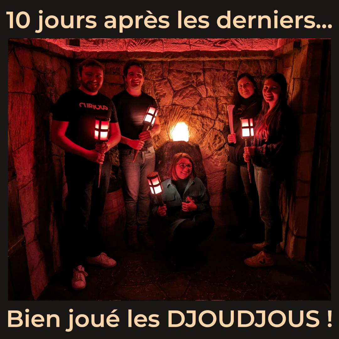 C'est la saison des high scores sur la Pierre de Lumière ! Bravo aux DJOUDJOUS qui sont la 13ème équipe à l'obtenir ! 🏆

Qui seront les prochains ?🧙⚔️💰🐲

#escapegame #escapegameparis #escaperoom #records