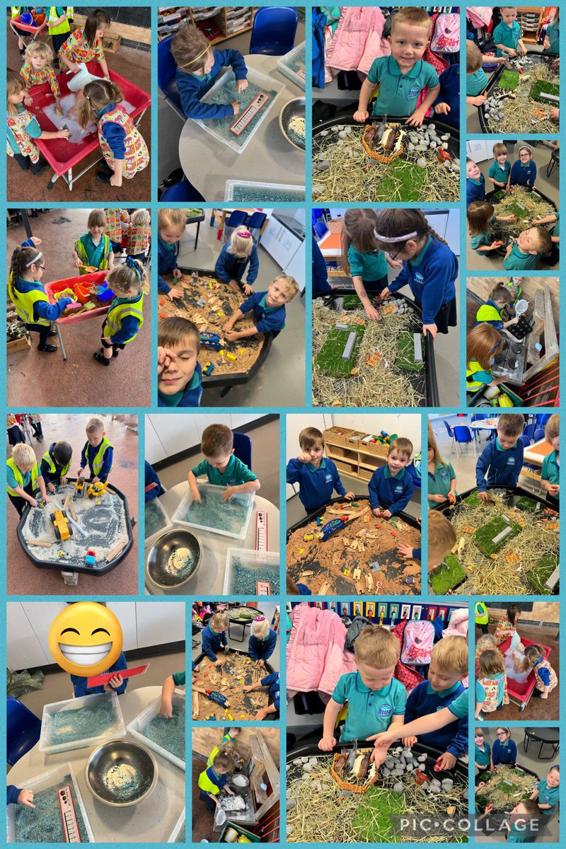 Mwynhau yn rhai o’n ardaloedd yr wythnos hon ~ Enjoying experimenting in our new learning areas this week.