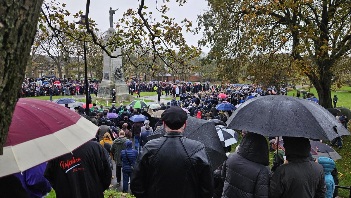 BellaShihTzuAce's tweet image. Despite the awful weather, there was a great turnout at the Remembrance Service in Ashton Gardens. #LestWeForget2023
