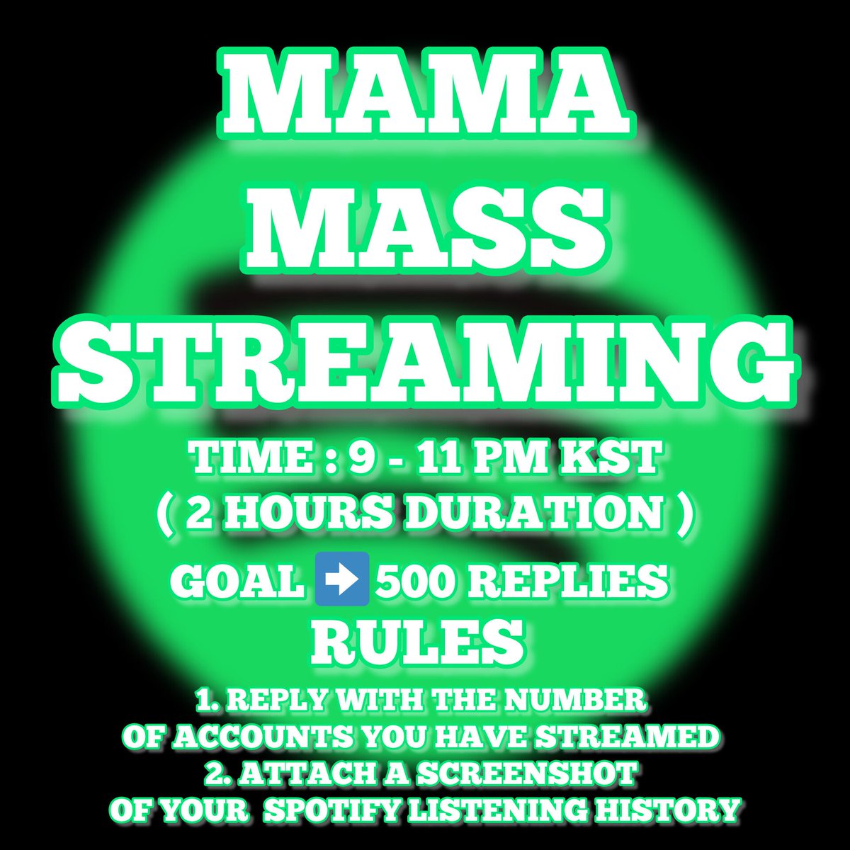 MAMA MASS STREAMING has started now

GOAL: 500 replies

Let's reach the goal for Jisoo

🔗 spotify.link/jSVZ45co2Db

JISOO FOR MAMA WWFC
#JISOOforTOP10