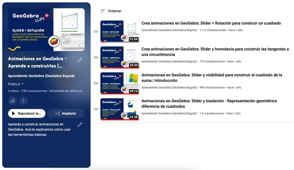Aprende a hacer animaciones en <a href="/GeoGebra/">GeoGebra</a> 

Estos cuatro vídeos muestran cómo combinar deslizadores y distintos efectos de animación.

🔘 youtube.com/playlist?list=…