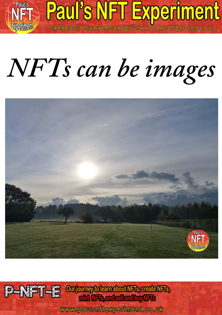 An NFT can be a simple photo. #paulsnftexperiment #nft #nfts #nftcommunity #NFTCollection #NFTkid #canva #cryptomarket #cryptocurrencies #CryptoNews #artist #artmoots #Artchivist paulsnftexperiment.co.uk