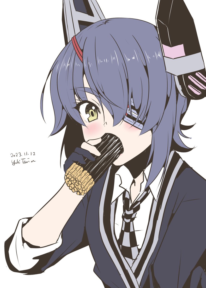 tenryuu (kancolle) 1girl solo eyepatch headgear food dated eating  illustration images