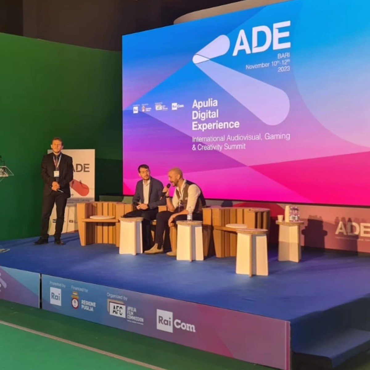 Metalmark's tweet photo. During day 2 of #ADE 2023, in Bari, I've had the pleasure to host a @chrisdarril (@littlesewingmac) and Diego Grammatico (Games London) about how to create and launch a game on the global market.  #apuliadigitalexperience #vigamus #raicom #rai #vigamusfamily https://t.co/IMduX4PgGL
