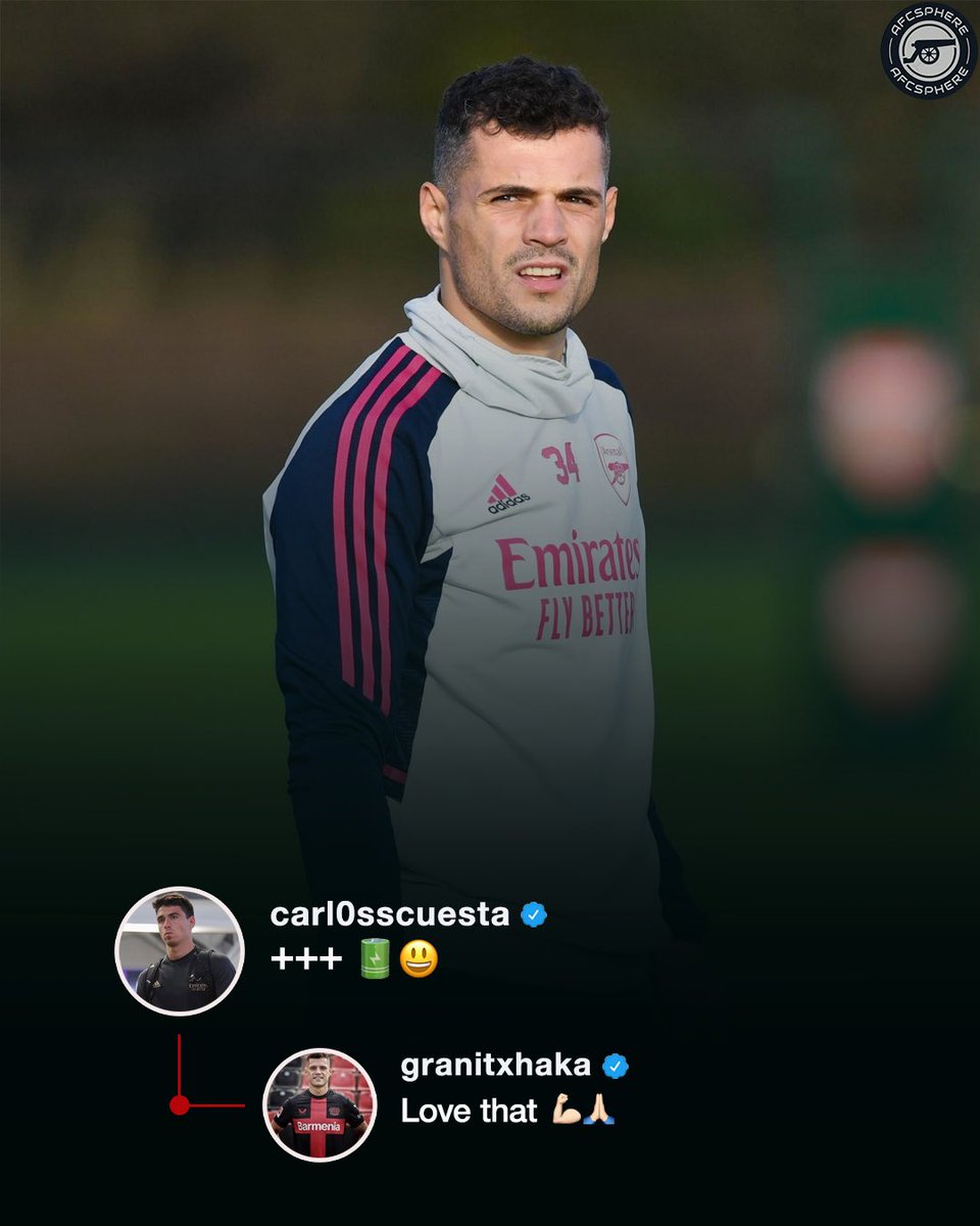 Granit Xhaka replying, on instagram, to Carlos Cuesta, who’s Arsenal’s assistant coach. ❤️