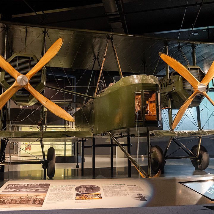 KeithConlon's tweet photo. The epic flight of the Vickers  vintage aircraft exhibited at  Adelaide Airport  began #OTD 12 Nov 1919. SA brothers Ross and Keith Smith, with mechanics Bennett  and Shiers took  off near London and landed in Darwin 28 days later. They had won 'The Great Air Race.
📸 @SLSA https://t.co/yqtMkQjYF3