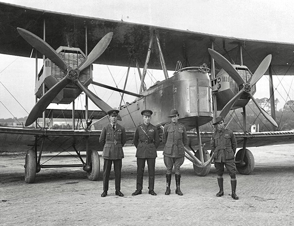 KeithConlon's tweet photo. The epic flight of the Vickers  vintage aircraft exhibited at  Adelaide Airport  began #OTD 12 Nov 1919. SA brothers Ross and Keith Smith, with mechanics Bennett  and Shiers took  off near London and landed in Darwin 28 days later. They had won 'The Great Air Race.
📸 @SLSA https://t.co/yqtMkQjYF3