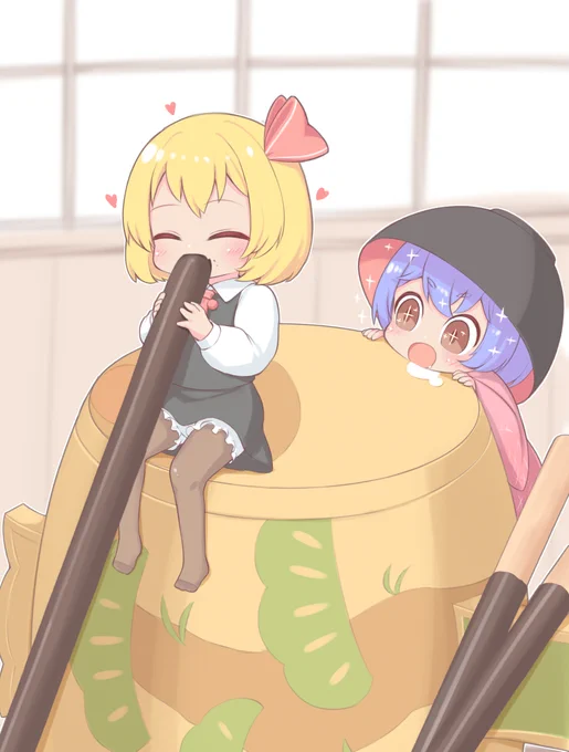 ポッキーの日に間に合ってない&突貫工事ですが打ち出の小槌でポッキー食べ放題なルーミアちゃん(+針妙丸)をどうぞ 