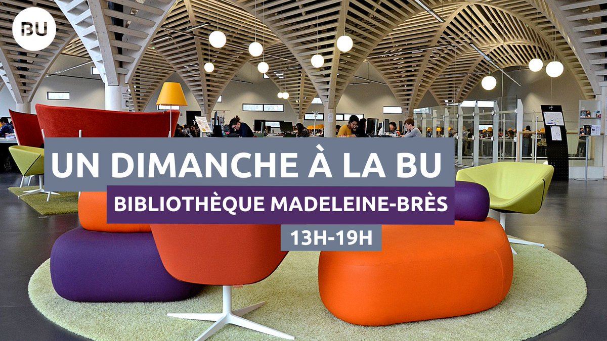 BibUnicaen's tweet photo. #UnweekendàlaBU
Par temps pluvieux et venteux, direction la #BU !
La #Bibliothèque Madeleine-Brès, PFRS, est ouverte les dimanches de 13h à 19h
Venez #Réviser seul ou en groupe, #Imprimer, #Emprunter, #Réservez une salle de travail avec @Affluences_App
https://t.co/5W1OfKyzBp https://t.co/uoQIJKw3Iy