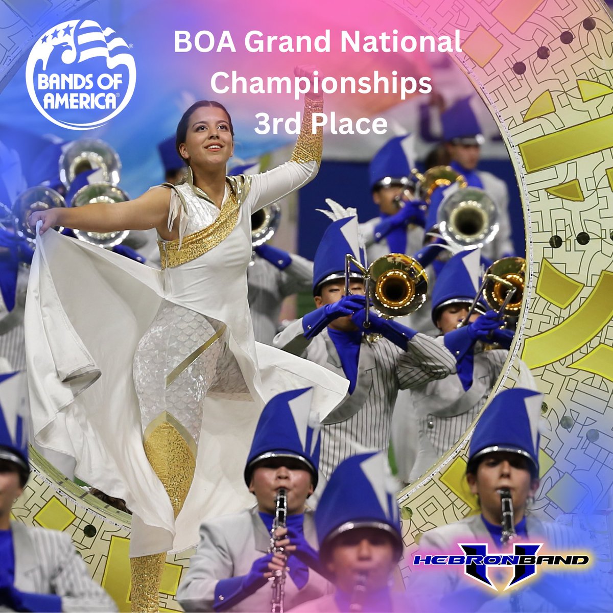 hebronbandboost's tweet photo. We set out on the road for home with grateful hearts, 3rd place and a most memorable season on the Monomyth. Thanks to all of our The @thehebronband @thehebronguard @thehebrondrumline parents &amp; volunteers who helped to make this journey possible. Our hearts are full. #AIATT https://t.co/eYFPodxgX2