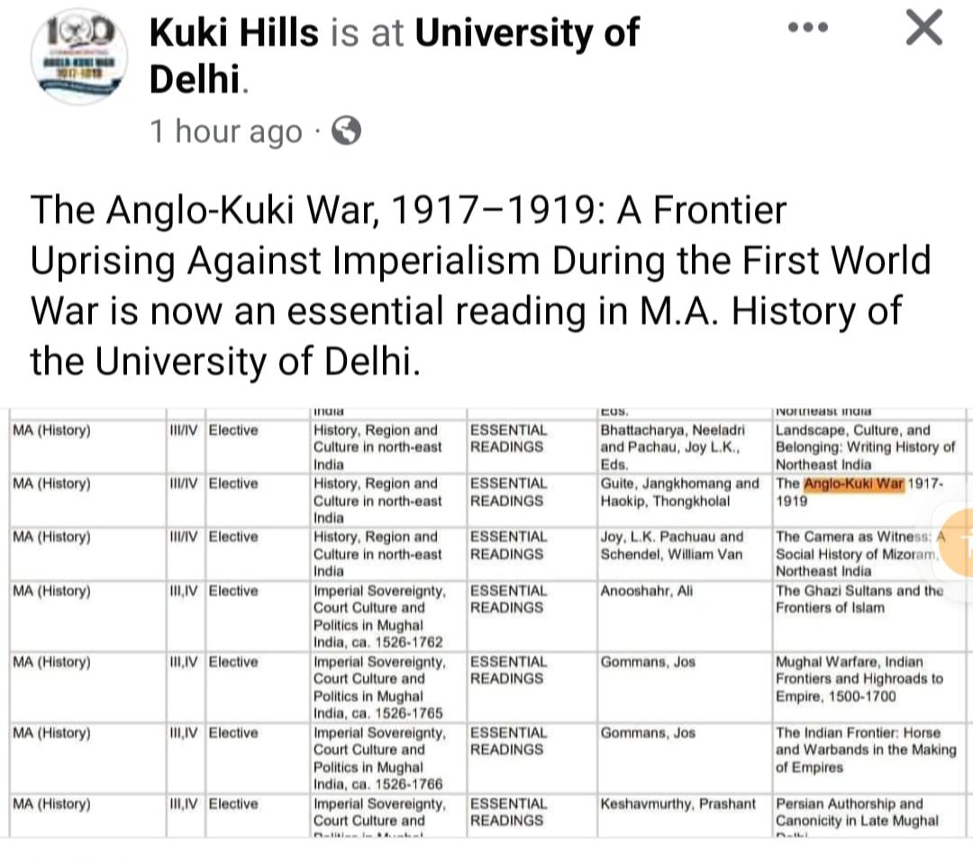 ALERT 🚨
Even when there's no government records, which has been clearly shown by the reply to an RTI, University of Delhi has included the fake Anglo-Kuki war ( 1917-1919) to its post-graduate studies. 
This needs to be stopped at the earliest. 
#KukiLies 
<a href="/narendramodi/">Narendra Modi</a>