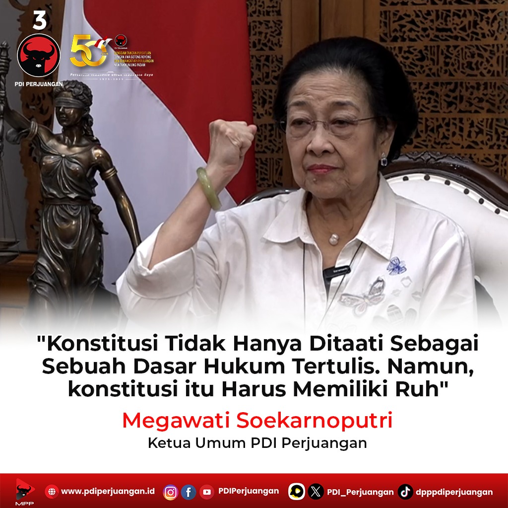 #PidatoSuaraHatiMegawati

konstitusi tidak hanya di taati sebagai sebuah dasar hukum tertulis, namun konstitusi harus memiliki ruh