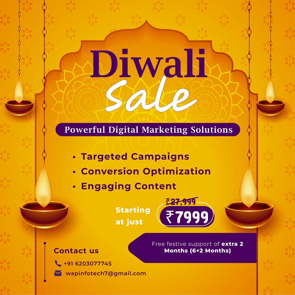 wapinfotech's tweet photo. Are you ready to revolutionize your online impact using cutting-edge digital marketing solutions to elevate Your digital presence.

Wishing you all a happy diwali from our team. https://t.co/qVPtjFZLKL