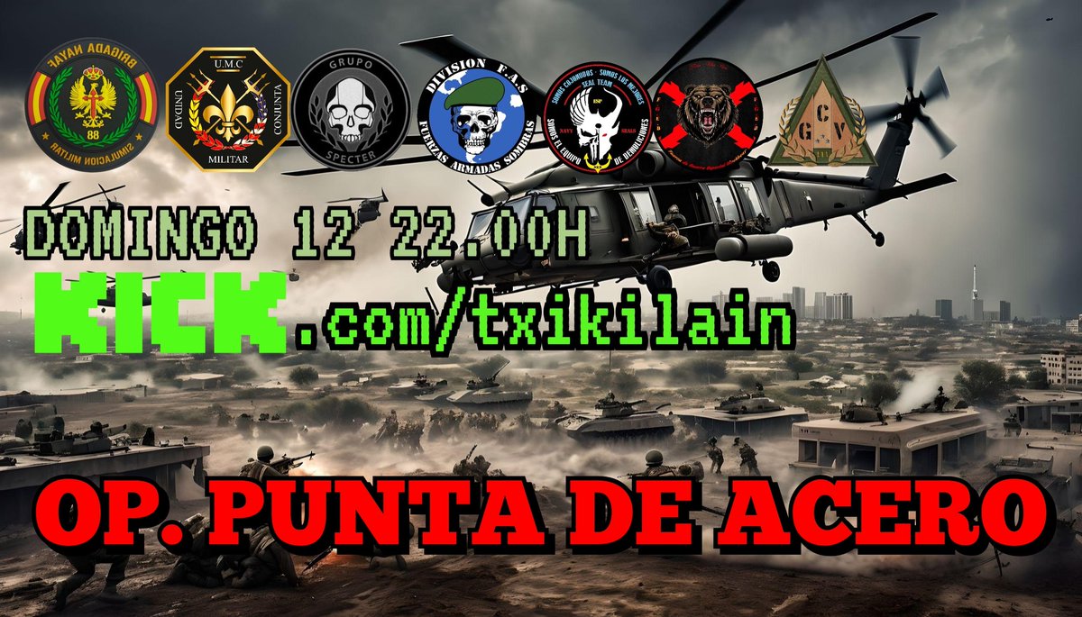 TxikilainOsitos's tweet photo. Recordad esta noche a las 22.00h.
Multiclan en kick👇🏻👇🏻
🟢https://t.co/NIHIUq3bpZ

#ArmA3 #ArmA3España #ArmA3ESP #ArmA3MilSim #ArmA3Coop #MilSim #Coop

@CsmComunidad @88thCo @umc_milsim @GrupoSpecter @FGEB_Arma3ESP @NavyEspSeals @Escuadron111 https://t.co/fEvtpH4PRW