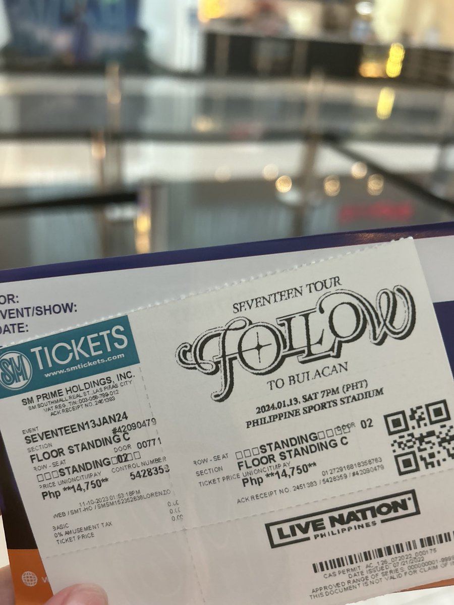 pls help rt!!!

if anyone offers you this FLOOR STANDING C ticket, pls know it was stolen! also pls let me know if maencounter niyo pls. i am now working on having this ticket voided so wag niyo na kunin if may nag offer :((( thank you!!! 

#seventeen #seventeenfollow #follow