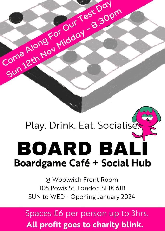duckduckpork's tweet photo. Today! The first of hopefully many #BoardBali: board game cafe &amp; social hub meet-ups.

From midday to 8pm at @WoolwichFrontRm. Food will be available to order from us and be delivered straight to your table! Cocktails will be available too from @GOODKoffee! 😍

#woolwich #powisst https://t.co/Dez9vSXYO8