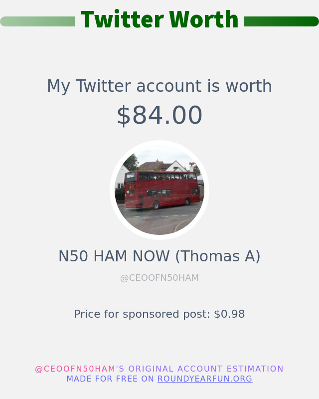 My Twitter worth is: $84.00

➡️ funxgames.me/twitterworth