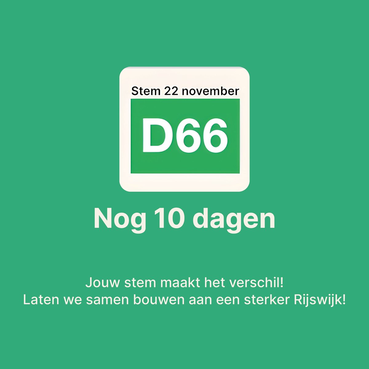 🗳️ Nog 10 dagen tot de verkiezingen! 📆 Onze D66-teams waren gisteren actief in Rijswijk, waar ze flyers uitdeelden en geweldige gesprekjes voerden💬✨ Jouw stem maakt het verschil. Laten we samen bouwen aan een sterker en socialer Rijswijk! 💙🌐 #D66 #Rijswijk #Verkiezingen