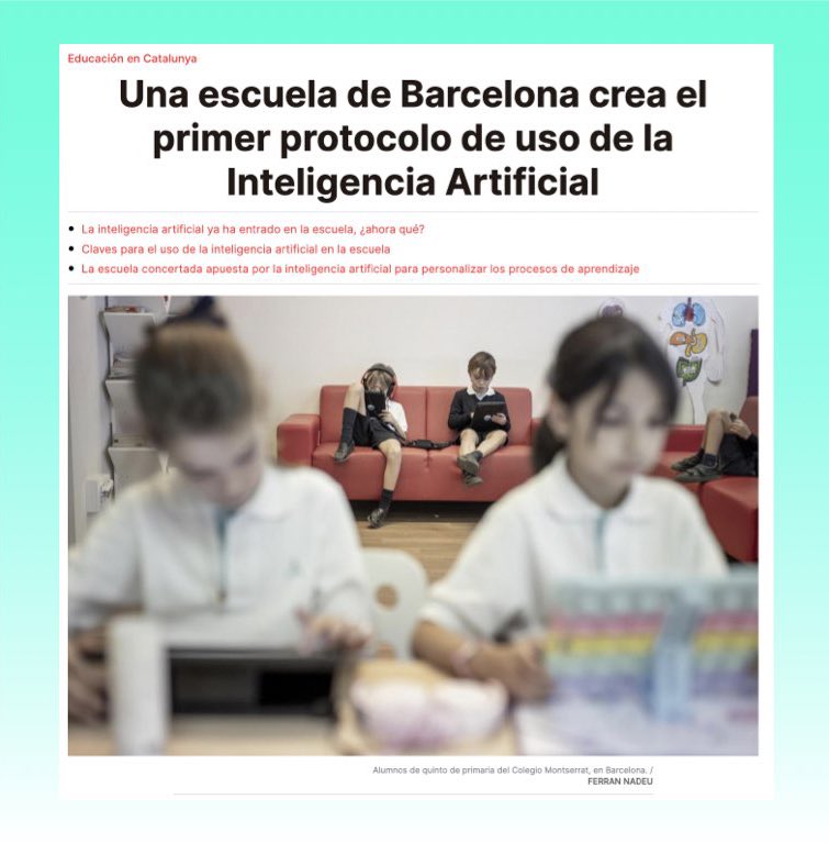 La #IA a la nostra escola: així se’n fa ressò <a href="/elperiodico/">El Periódico</a> 
*****
La #IA en ntro cole: así lo cuenta <a href="/elperiodico/">El Periódico</a> 

🧵 aquí 👇🏻