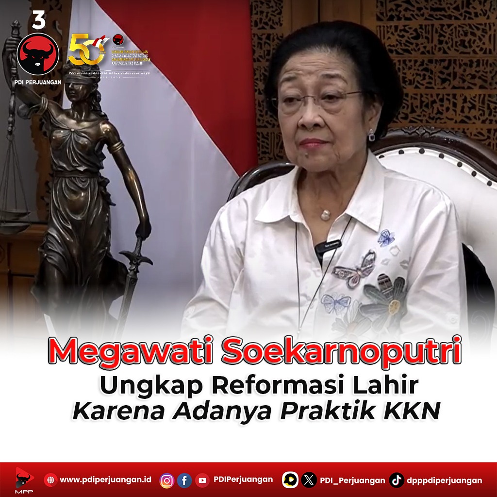 #PidatoSuaraHatiMegawati
Megawati ungkap, repormasi lahir karena adanya praktik KKN.