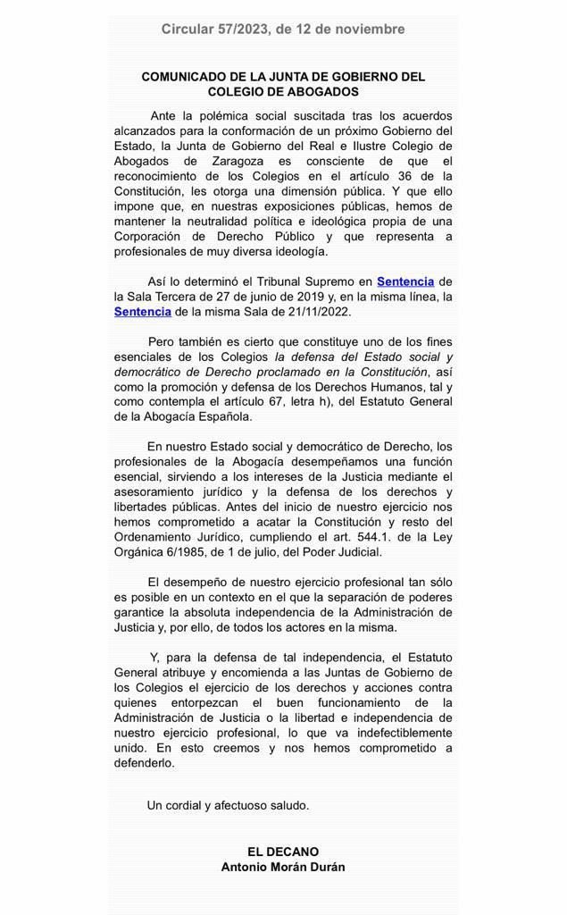 Texto de la circular