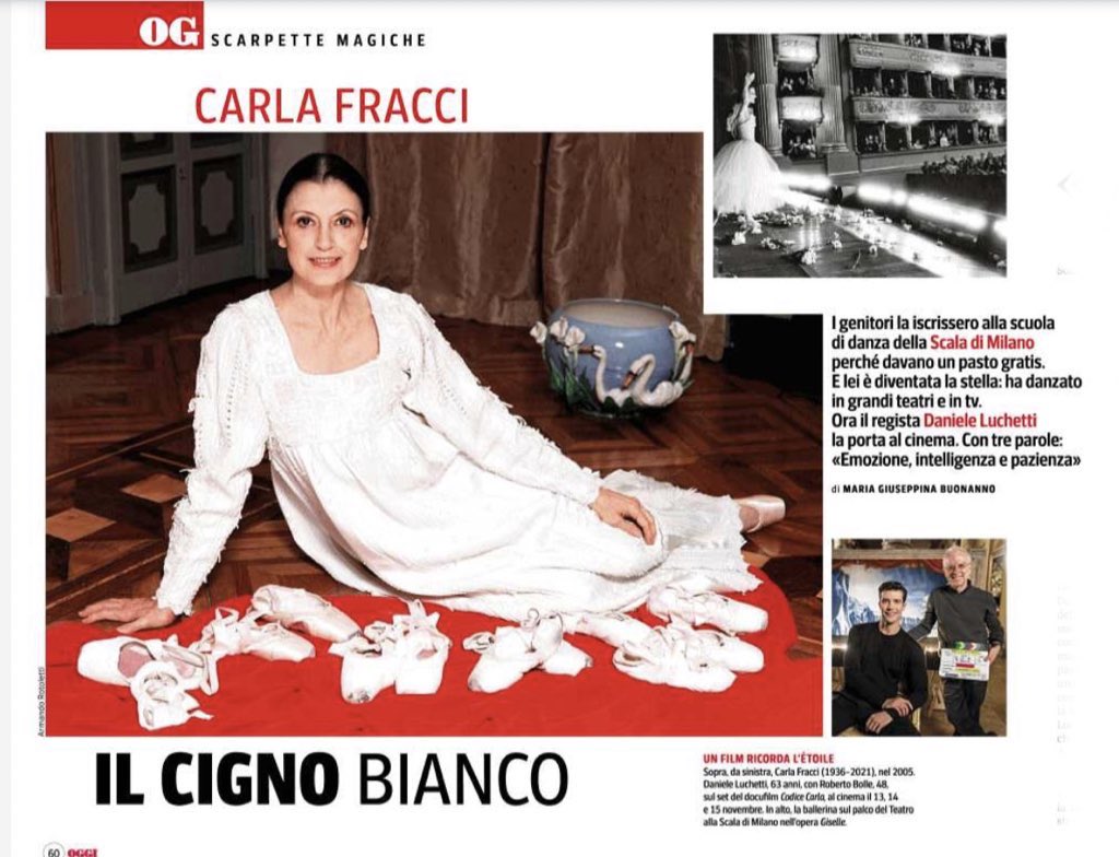 oggisettimanale's tweet photo. Si intitola #CodiceCarla, sarà nelle sale per tre giorni da domani ed è il film su #CarlaFracci firmato dal regista Daniele #Luchetti. Che a @mgbuonanno racconta quanto speciale è stata la nostra étoile più famosa.
Su #OggiSettimanale in edicola. https://t.co/88cNwJmRNy