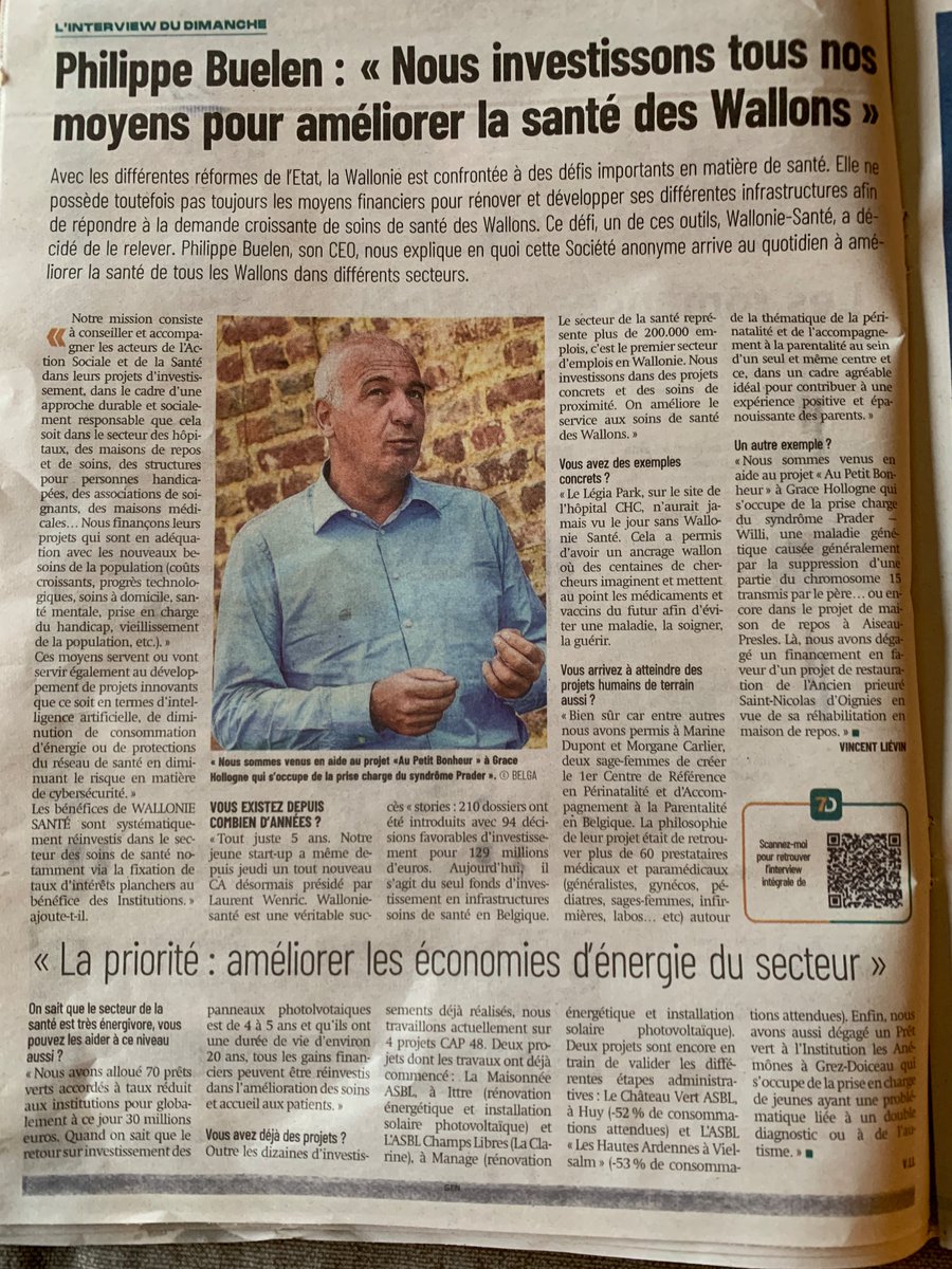vliesante's tweet image. #7dimanche #interview #sante #hopitaux #maisonderepos Philippe Buelen, CEO de Wallonie-Santé: «Nous investissons tous nos moyens pour améliorer la santé des Wallons» #energie #vert sudinfo.be/id743690/artic… #medecin