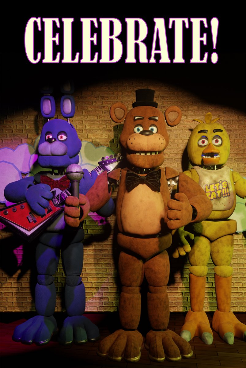 Con_Con122's tweet photo. I recreated the FNAF 1 poster with movie models.
Stage model by: NotLogi22 on DA.
Animatronic models by: UFMP and edited by Ubuntutu on DA. https://t.co/KjeAj4esOv