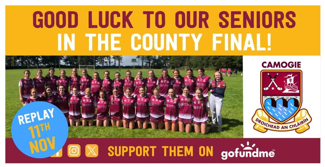Good luck to our Seniors in the County Final Replay today. Preview here: galwaycamogie.ie/2023-senior-b-… Tickets here (U16s FREE): universe.com/users/galway-c… Streaming here: shorturl.at/FJR05 #UptheBridge!