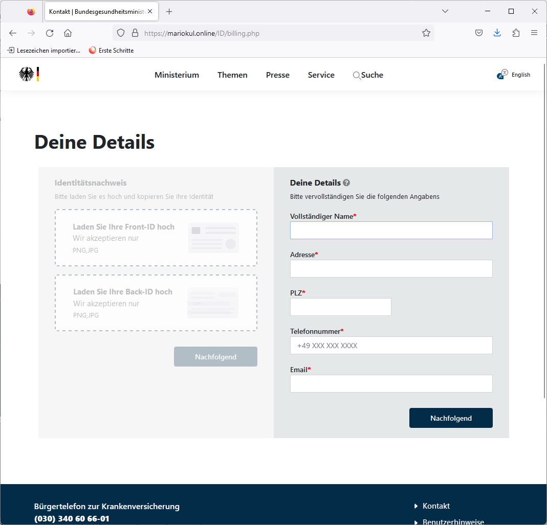 neoxmorpheus1's tweet photo. E-Mails (unterschiedliche Absenderadressen) im Namen des Bundesgesundheitsministerium fordern zum Upload des Personalausweis auf?
Achtung: #Phishing @BMG_Bund 
Link nicht anklicken! Keine Fotos hochladen / Keine Daten eingeben! https://t.co/hm6vbYzdUk