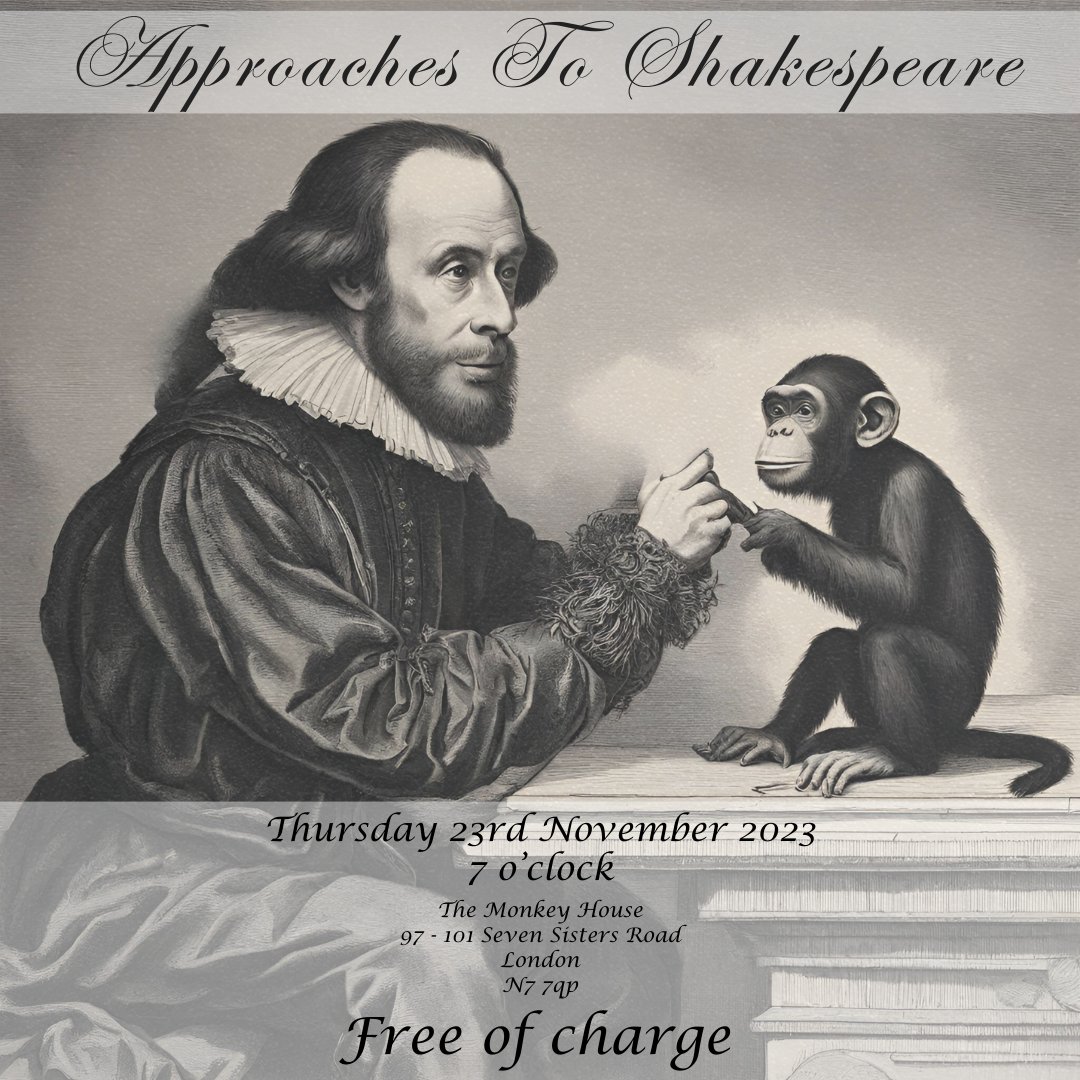 FourthMonkeyTC's tweet photo. Wouldst thou care to partake in this free class?
This is something on which you should not pass.
Approaches To Shakespeare is the final workshop of our Autumn Taster Season.
Perfect your classical monologue with this FREE event.
Book now.
#FourthMonkey #Shakespeare https://t.co/g4ObKYbGMu