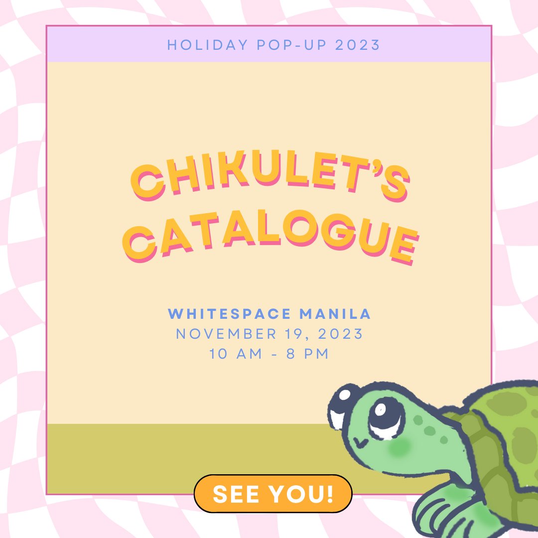 chikulet02's tweet photo. Hello everyone!! Here is my catalogue for Stickercon: Holiday Pop-up this coming November 19! π©·π’
See you! β¨οΈ
@StickerConMNL
#stickerconmnl #stickerconmnl2023 #stickercon2023 https://t.co/qDUd9eIwEq