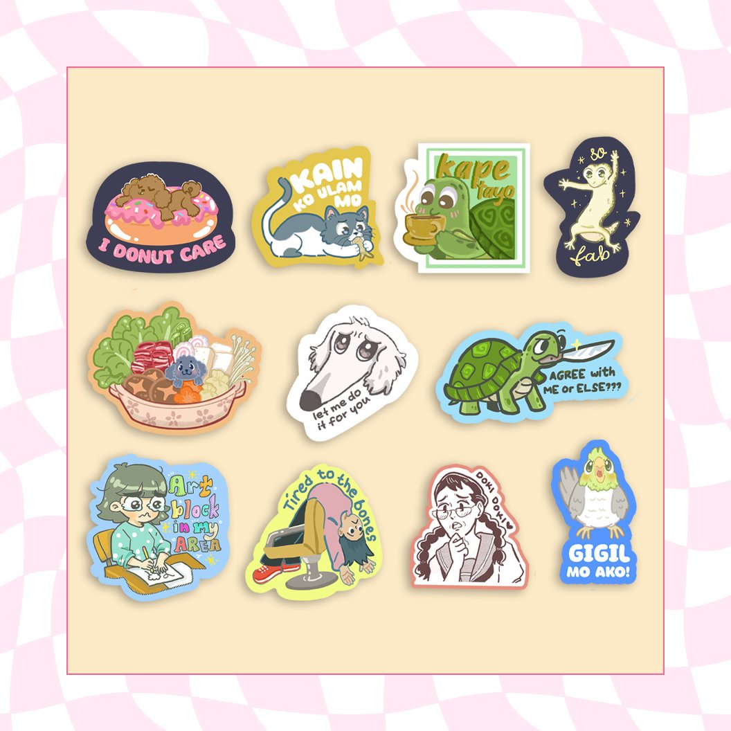 chikulet02's tweet photo. Hello everyone!! Here is my catalogue for Stickercon: Holiday Pop-up this coming November 19! π©·π’
See you! β¨οΈ
@StickerConMNL
#stickerconmnl #stickerconmnl2023 #stickercon2023 https://t.co/qDUd9eIwEq