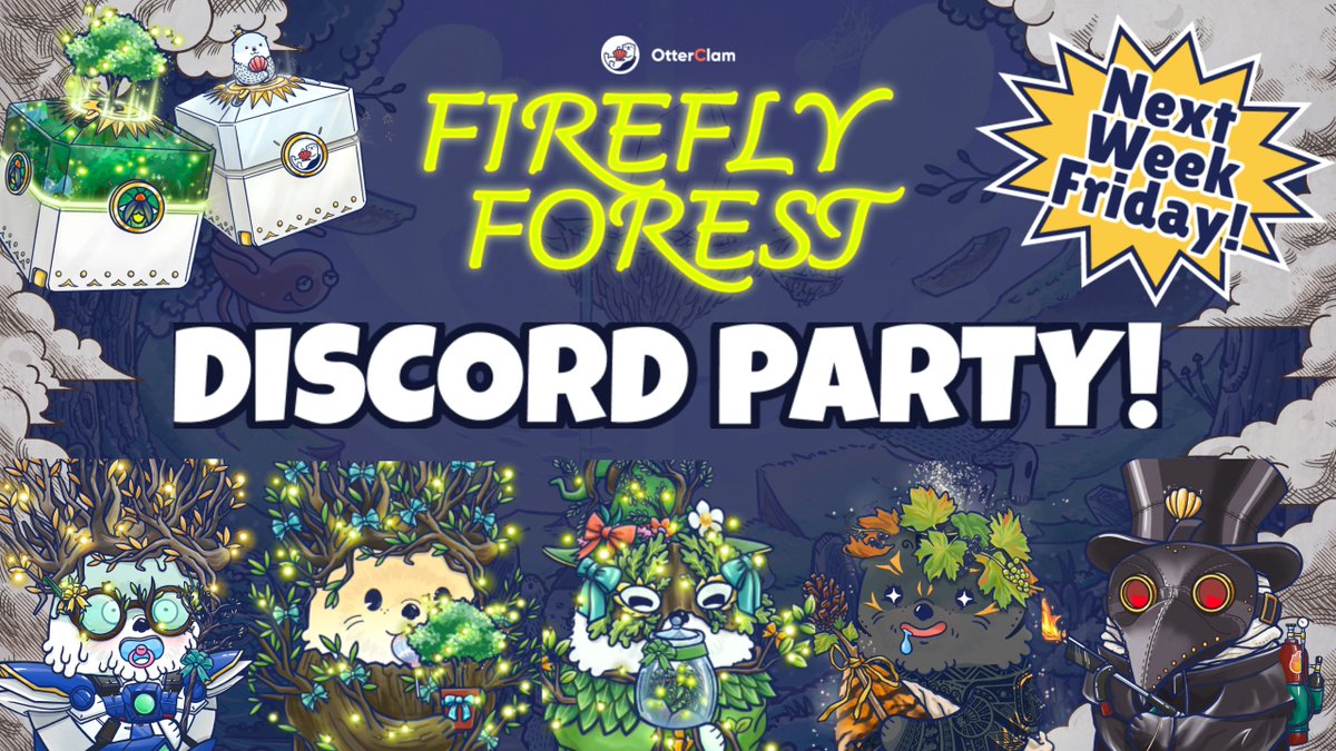 OtterClam's tweet photo. Hey, #NFT Party Animals! Attend the Grand Finale of our #FireFlyForest Themed Epoch Party VCβFriday at 12 PM UTC in our Discord!ππ«
Expect more deets than a detective novel and prizes shinier than disco balls coming soon.π¦¦
https://t.co/5bNBEYCXky
#NFTs #NFTArt #NFTCommunity https://t.co/tjBAmFcPfs