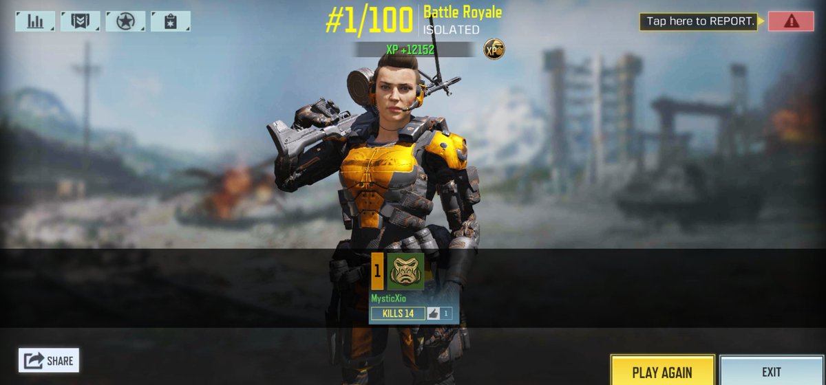 JillMShannon's tweet photo. Started BR in cod mobile tonight. Not bad, 14 kills in my first match ever. 

I'm on my way... #CoDMobile #BR 

Coming for you, @Mr_Clasher_YT 🤣 https://t.co/19mAtSwmXo