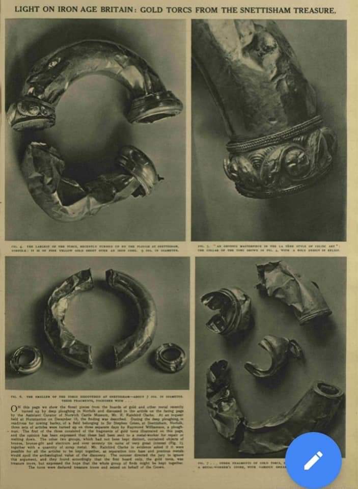 Tess_Machling's tweet image. 75 years ago today, 12th November 1948, 23 year old ploughman, Raymond Williamson was deep ploughing lavender fields of Ken Hill Estate in #Snettisham ready. 

Over next 3 days he turned up 3 gold tubular #torcs, then hoard of metalwork, then hoard of potin coins.

#Archaeology