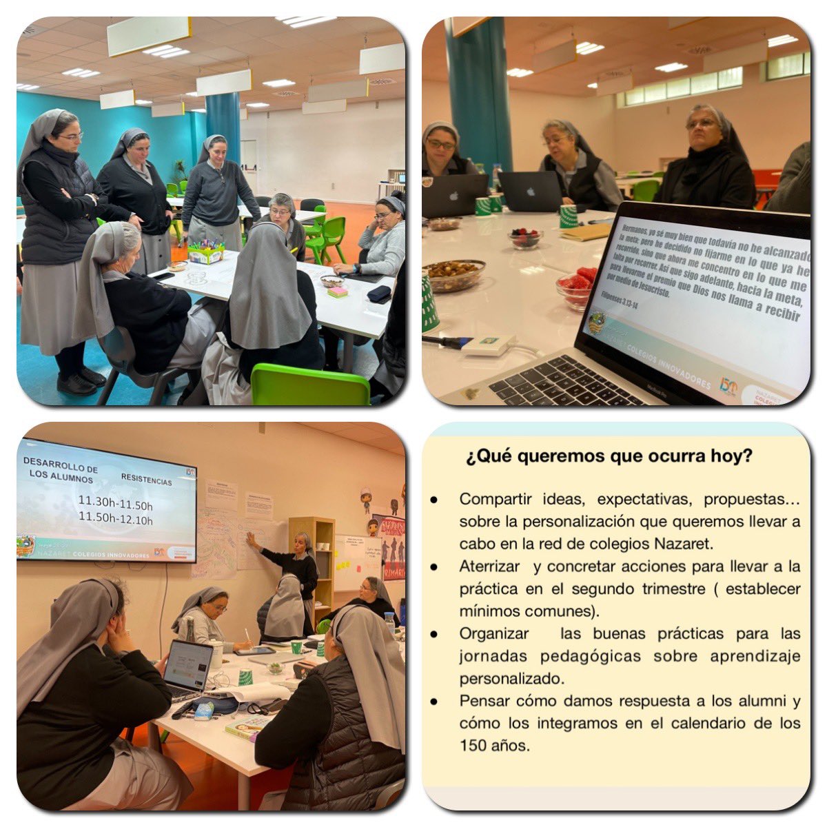 Fin de semana de trabajo conjunto de las titulares de la red Nazaret <a href="/coleinnovadores/">Coles Innovadores</a> de España!
Seguimos con #OptimismoUrgente visionando cómo mejor organizarnos para mejor servir!
Educar corazón e inteligencia de niños y jóvenes es un proceso de transformación constante!