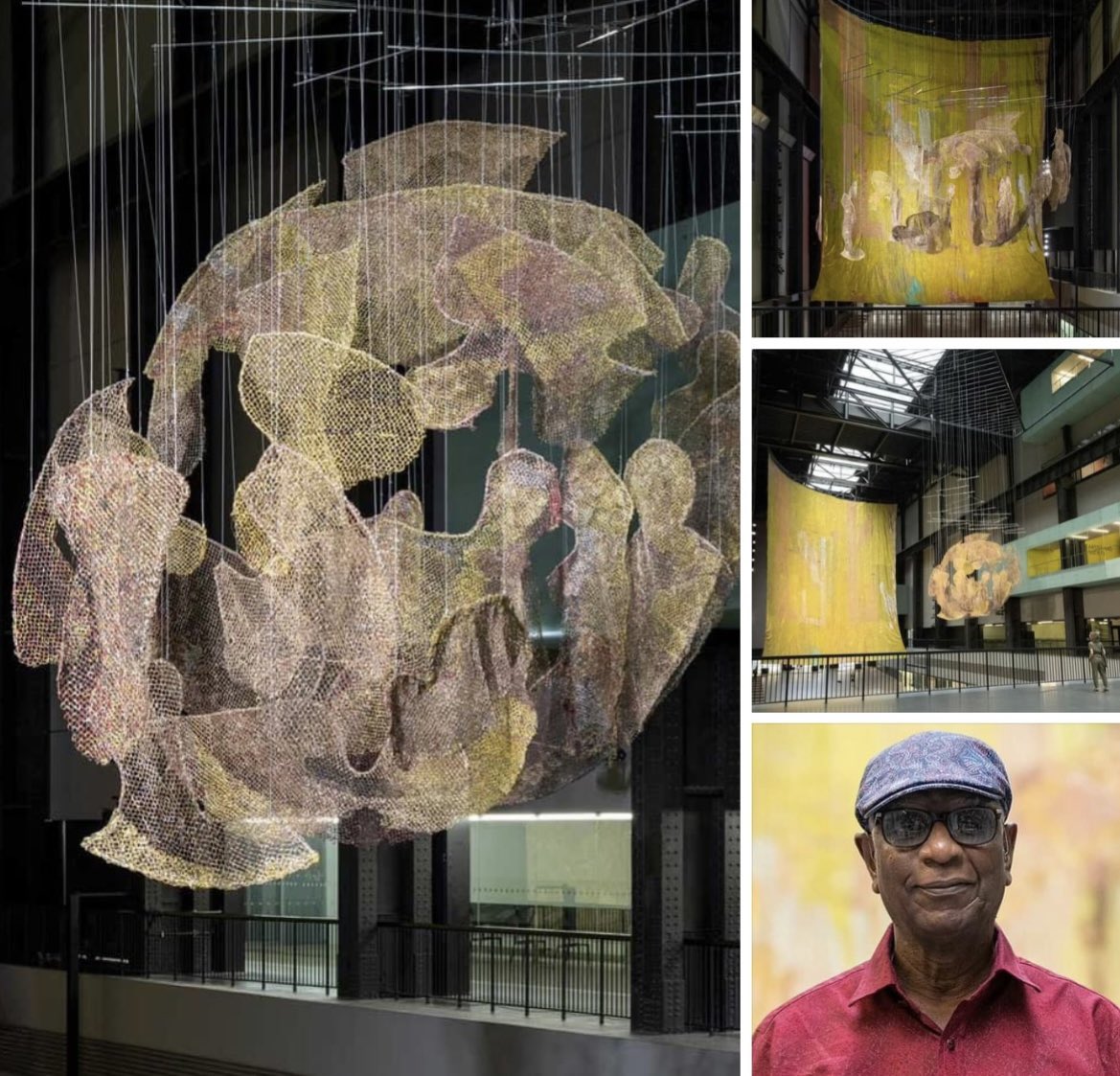 ChrisLavaquerie's tweet photo. #ElAnatsui expose au @Tate Moderne qui élargit ses coll. pr refléter 1 monde artistique + diversifié - axé sur les œuvres occidentales, le plasticien Ghanéen a créé à partir de capsules de bouteilles 3 sculptures qui rappellent l'histoire coloniale de l'Afrique. @elanatsui_art https://t.co/eKUqF4gRws