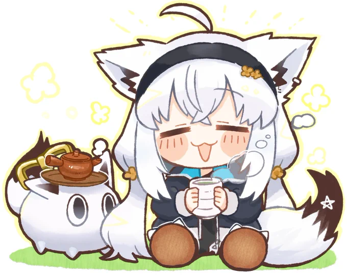 寒い日は温かいお茶ですね〜 #絵フブキ