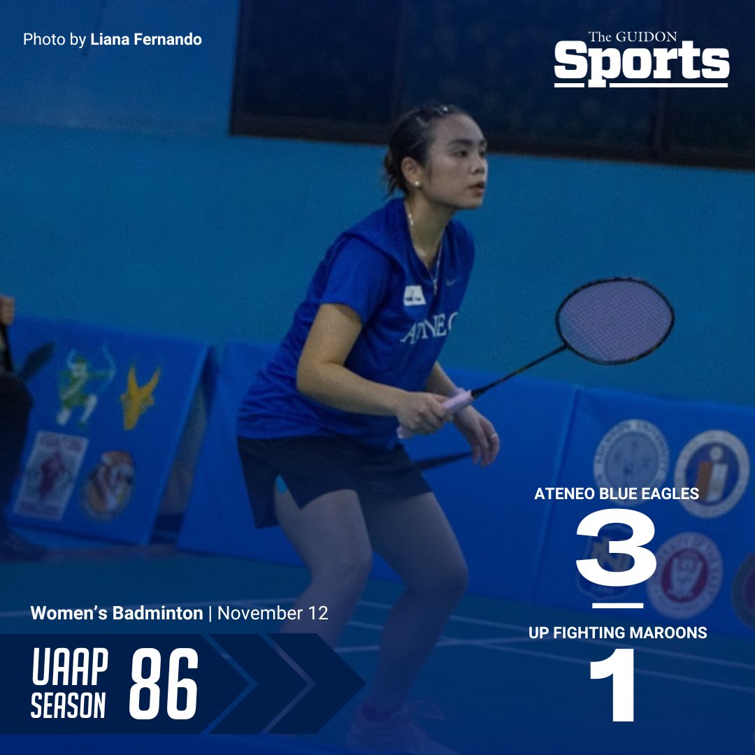 TheGUIDONSports's tweet photo. ALL HAIL THE QUEENS OF UAAP BADMINTON 

The Ateneo Women’s Badminton Team completes their spotless UAAP Season 86 campaign with a historic four-peat after trouncing the University of the Philippines Fighting Maroons, 3-1.

#UAAPBadminton https://t.co/fGFATrx4fS